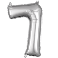Amscan Air-Filled Number 7 Balloon - Silver Perspective: Main