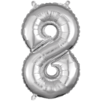 Anagram 78537 16 in. Number 8 Silver Shape Air Fill Foil Balloon Perspective: Main