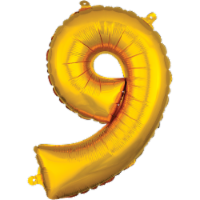 Amscan Balloon Air-Filled Number 9 - Gold Perspective: Main