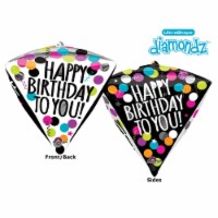 Anagram 85071 17 in. Happy Birthday Diamondz™ Foil Balloon Black & White Perspective: Main