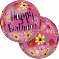 Loftus International A3-5566 15 in. Birthday Pink Floral Orbz Balloon Perspective: Main