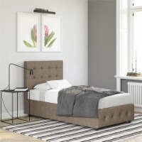 DHP Sherry Upholstered Bed in Twin Size Frame in Gray Linen