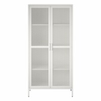 RealRooms Blythe Boulevard Tall 2 Door Storage Cabinet-Mesh Metal Locker
