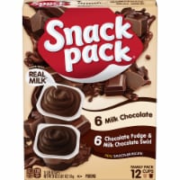 Snack Pack Milk Chocolate & Chocolate Fudge Milk Chocolate Swirl Pudding Cups Family Pack