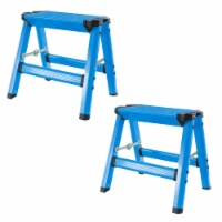 AmeriHome Lightweight Single Step Aluminum Step Stool 2 Piece Set  - Bright Blue