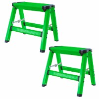 AmeriHome Lightweight Single Step Aluminum Step Stool 2 Piece Set - Bright Green