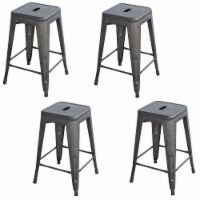 AmeriHome Rustic Gunmetal  24 in. Metal Bar Stool - 4 Piece