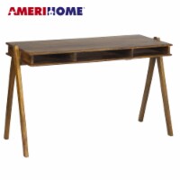 Acacia Wood Desk With Storage Pockets