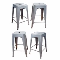 AmeriHome Loft Silver 24 Inch Metal Bar Stool - 4 Piece