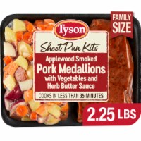 Tyson® Sheet Pan Kit Applewood Smoked Pork Medallions with Vegetables and Herb Butter Sauce Perspective: Main