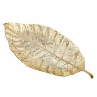 Godinger 11620 Gold Metal Finish Leaf Serving Tray - Large