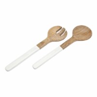 Godinger 64506 Wood & Enamel Salad Servers