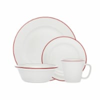 Godinger 70413 1 x 1 x 1 in. Bistro Band Porcelain Dinnerware Set, Red - 16 Piece