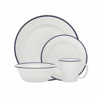 Godinger 70414 1 x 1 x 1 in. Bistro Band Porcelain Dinnerware Set, Blue - 16 Piece