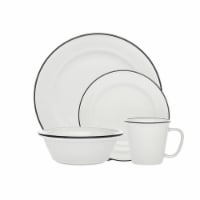 Godinger 70415 1 x 1 x 1 in. Bistro Band Porcelain Dinnerware Set, Black - 16 Piece