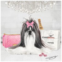 Empire Art Direct TMP-JP1053-2020 Pink Shih TZU Unframed Free Floating Tempered Glass Panel G