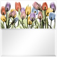 Empire Art Direct TAM-AK124A-3838T Tulip Scape Square Beveled Mirror on Free Floating Printed