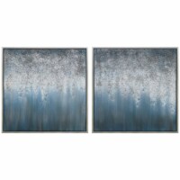 Empire Art Direct MAR-CB7508-3636-2 Blue Rain Textured Metallic Hand Painted Wall Art by Mart