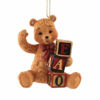 Jim Shore Teddy Bear W/Fao Blocks Orn Polyresin Schwarz Ornament 6009121