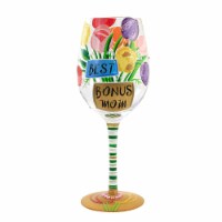 Tabletop Best Bonus Mom Ever Glass Wine Glass Hand Painted 6010656