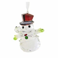 Holiday Ornament Facets Christmas Snowman Acrylic Cut Crystal Look Nd6010927