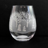 Tabletop Frosted Forest Stemless Wine Glass Lolita Hand Painted 6011247