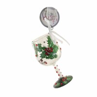 Holiday Ornament Holly Jolly Mini Glass Lolita Hand Painted 6011611