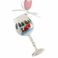 Holiday Ornament Mini Wine Special Delivery Glass Lolita Hand Painted 6011612
