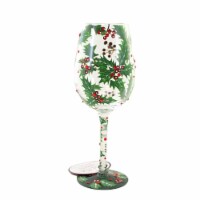 Tabletop Holly Jolly Wine Glass Glass Lolita Hand Painted 6011253
