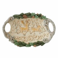 Jim Shore Decorative Tray With Deer Scene Polyresin White Woodland 6011621