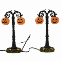Department 56 Villages 4.25 Lit Hallow's Eve Street Lamps Jack-O-Lanterns Fall Leaves