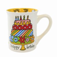 Enesco Happy Birthday You Mug - One Mug 4.5 Inch, Ceramic - Cake Candles 6013256