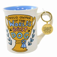 Enesco World's Best Dog Mug - One Mug 4.5 Inch, Ceramic - Gold Cup Blue Ribbon 6013248