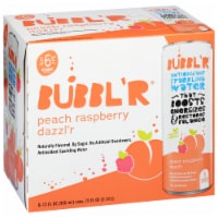 BUBBL'R Peach Raspberry Dazzl'r Antioxidant Sparkling Water Cans Perspective: Main