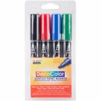 DecoColor Chisel Acrylic Paint Markers 4/Pkg-Black, Red, Blue & Green