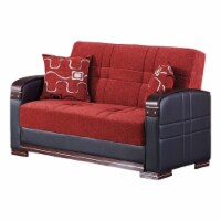 Beyan Signature Indiana 63  Chenille Convertible Sleeper Loveseat in Red/Brown