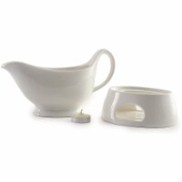 Norpro Porcelain Gravy Sauce Serving Boat with Stay Warm Candle Heated Stand - White Perspective: Main