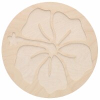 Welled Wood Surface Circle w/Hibiscus 10X10