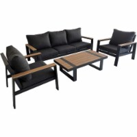 Allspace Furniture ASP450621P 4 Piece Aluminum Furniture Set, Black