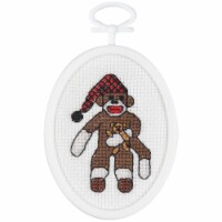 Janlynn Mini Counted Cross Stitch Kit 2.75 Oval-Peejay Sock Monkey (18 Count)