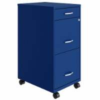 Space Solutions 18 Inch Wide 3 Drawer Mobile Organizer Cabinet for Office, Blue