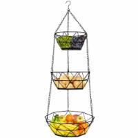 Heavy Duty  3 Tier Black Scandinavian Design Hanging Fruit Basket
