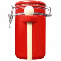 Blue Donuts Red 45 Oz Ceramic Airtight Jar with Lid, Food Storage Containers for Pantry