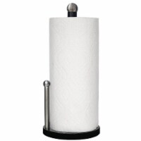 Blue Donuts Black Enamel Coated Steel Paper Towel Holder with Padded Base