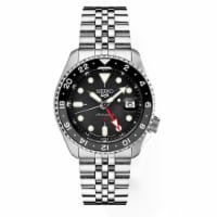 Seiko SSK001 5 Mens SKX GMT Series Sports Watch - Stainless Steel/Black Dial