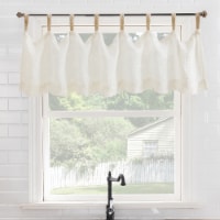 No. 918 Brinley Solid Semi-Sheer Jute-Tab Top Kitchen Valance Curtain - Natural Perspective: Main