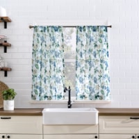 No. 918 Delana Floral Rod Pocket Kitchen Curtain Tier Pair Perspective: Main
