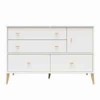 Valentina Asymmetrical 4 Drawer / 1 Door Convertible Dresser, White