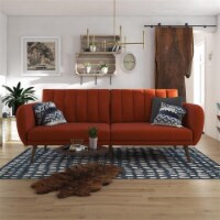 DHP Novogratz Brittany Linen Futon in Persimmon Orange