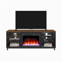 Lumina Deluxe Fireplace TV Stand for TVs up to 70 , Black with Walnut Top